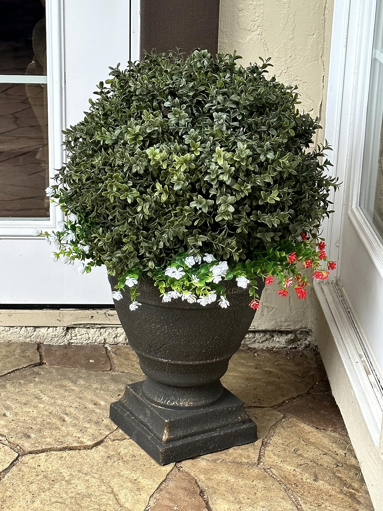 22/mo Finance 24''T 18''D Artificial Trees for Outdoors Set of 2 Potted Bushes Home Decor