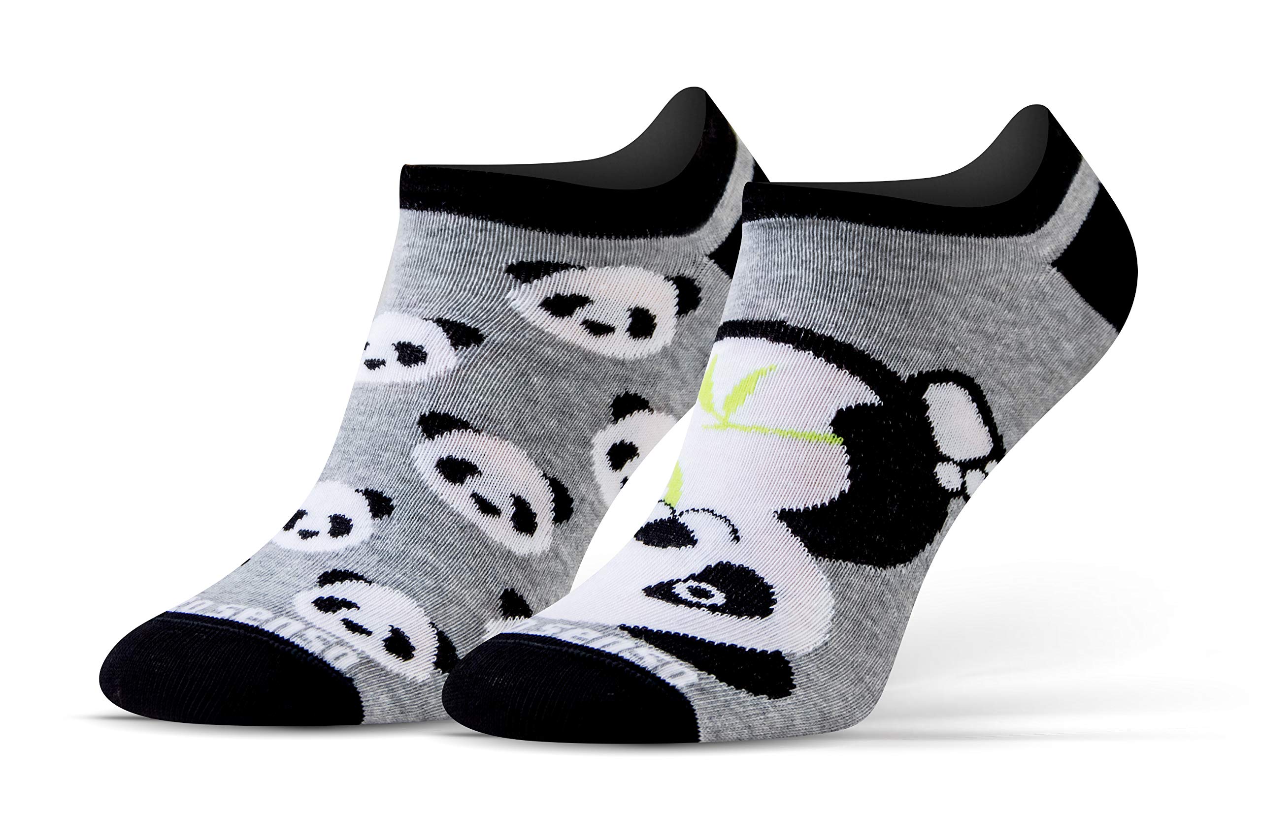 Sesto Senso Men's Panda Funny Ankle Sneaker Low Cut Socks Cotton Colorful Footies Wo 1-3 Pairs Oddsocks 11-14/43-46