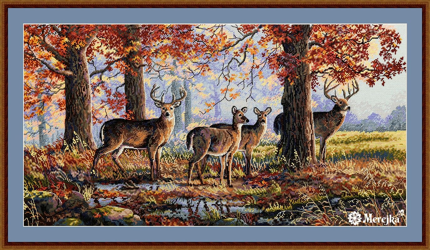 Merejka K-168 Under The Oaks Counted Cross Stitch Kit, Cotton, Multi-Colour, 30 x 57 cm