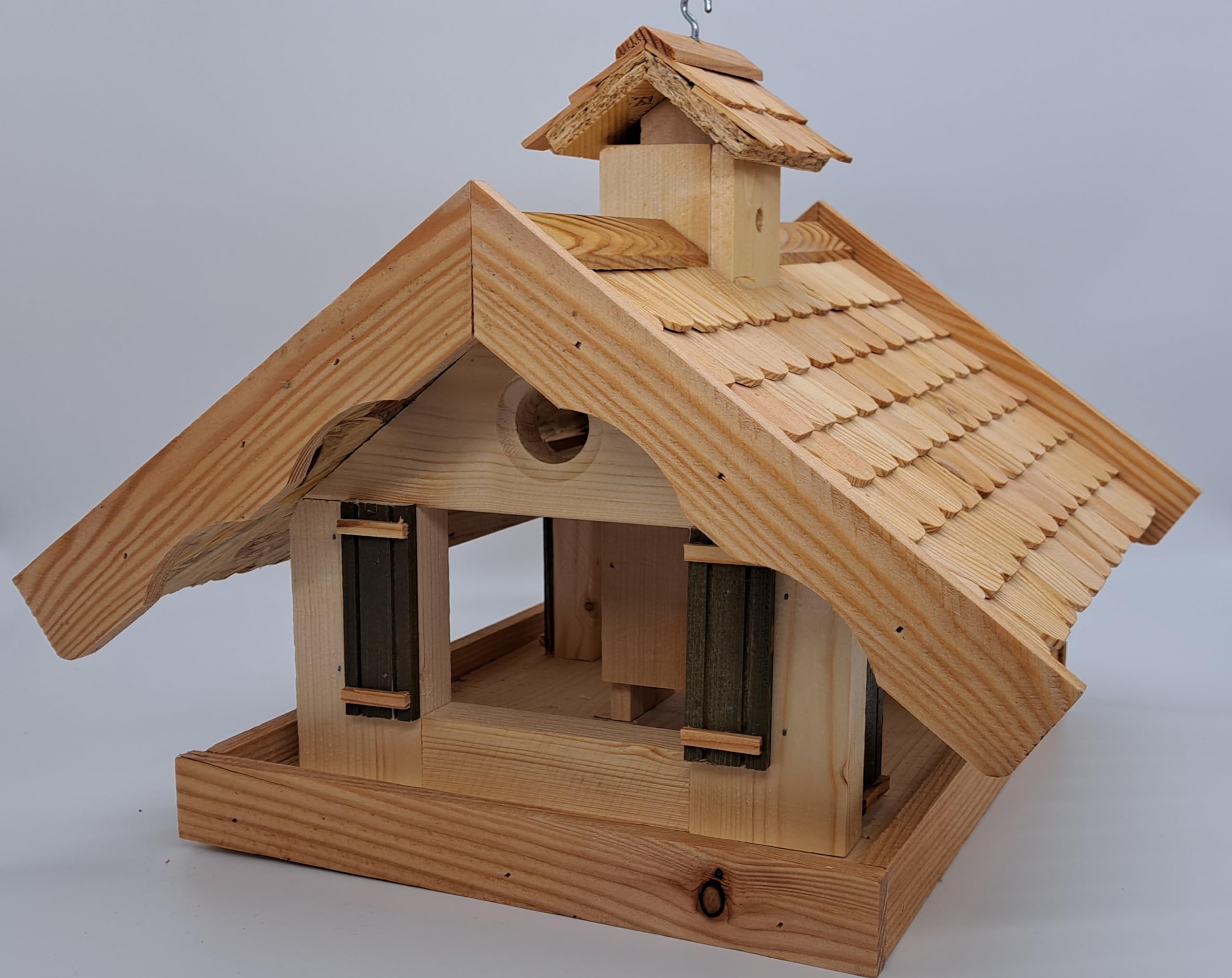 Almhütte Vogelhaus Futterhaus Lärchenholzdach Almhütte Häuschen mit Ständer A-10