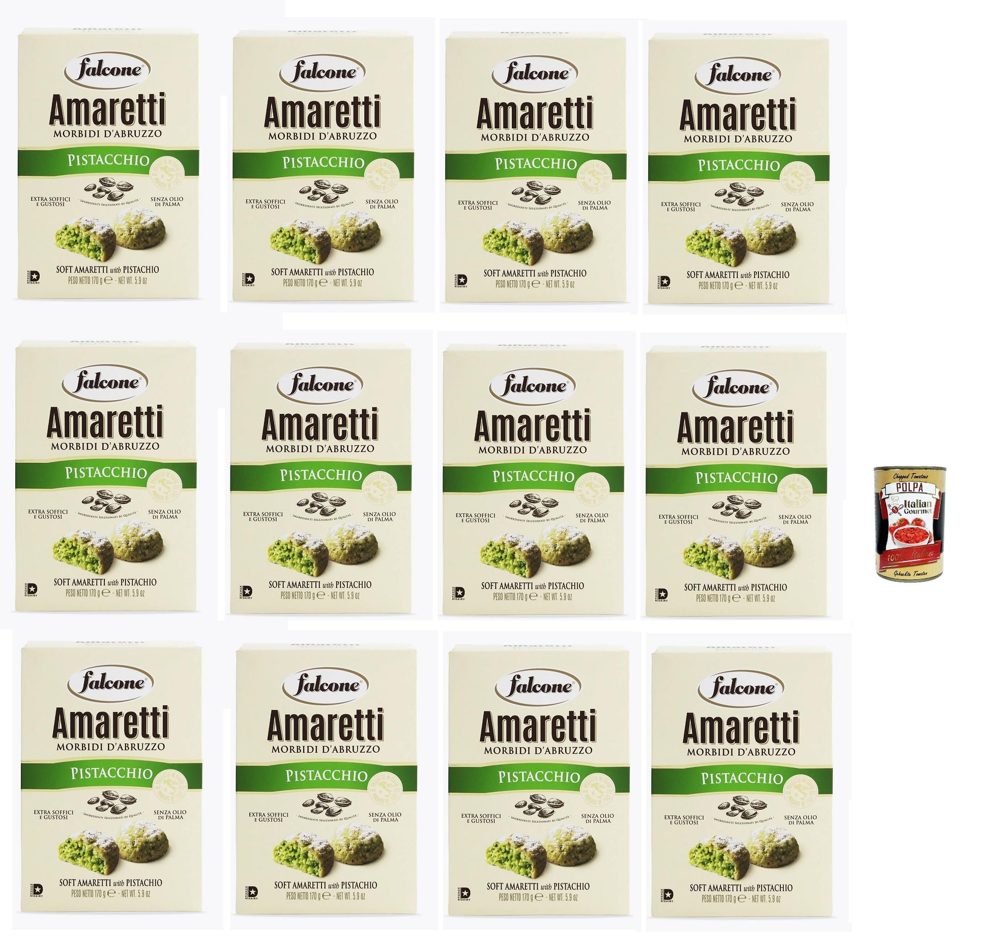 Italian Gourmet Weiche Amaretti Pistazie 12x 170g Polpa Gratis – Italienische Amaretti Morbidi d’Abruzzo Mandelgebäck Kaffeegebäck 2,04kg