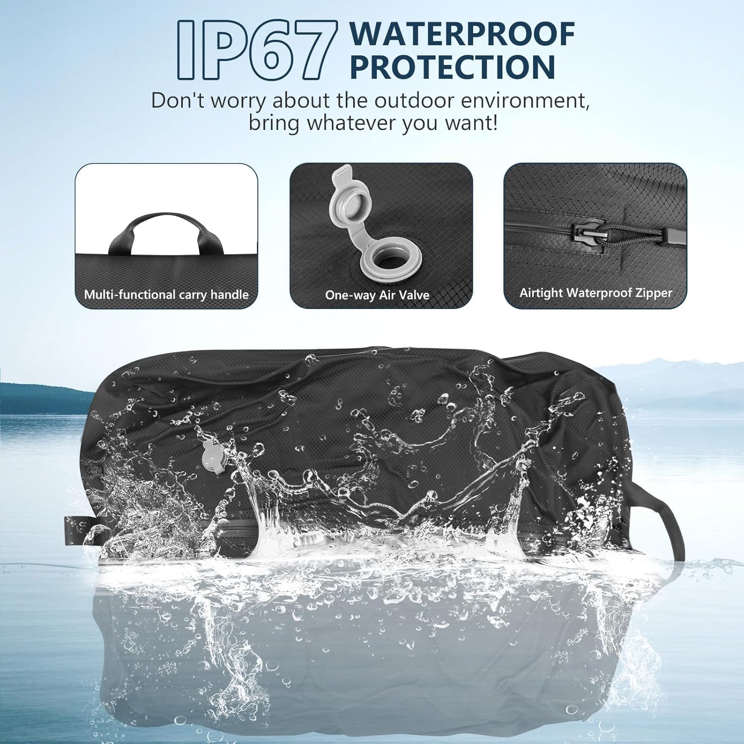 Dobaly 24L Vacuum Bags for Travel, IP67 Reusable Vacuum Seal Bags for Carry On Suitcases Vacuum Packing Cubes for Luggage and Backpack Space Saver Lightweight&Durable(2PC No Pump)