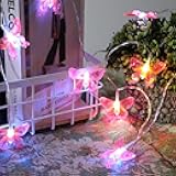 2 Pack Solar Butterfly String Lights Outdoor, 10 LED 2-Color (Purple & Pink) Butterfly Fairy Lights, IP44 Waterproof for Windows, Fences, Patios, Christmas, Weddings & Party Decor (Warm White)