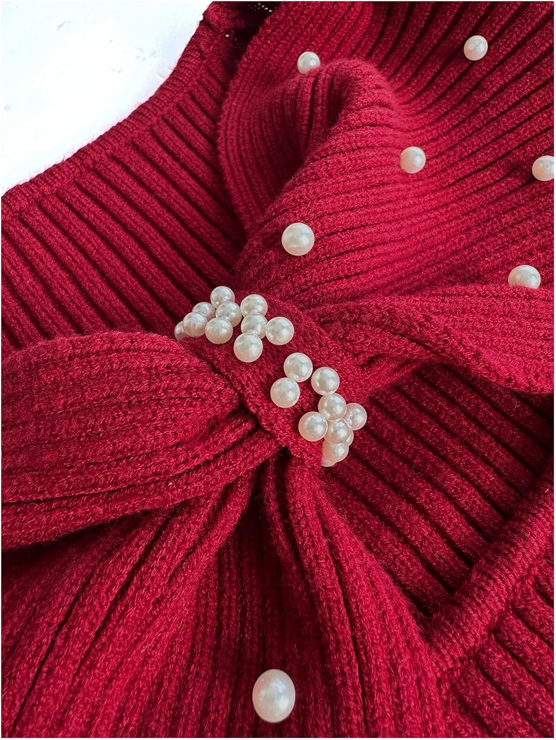 Verdusa Women's Plus Size Pearl Cozy Sweaters Rib Knit Wrap Top Cut Out Pullovers Nye Outfits