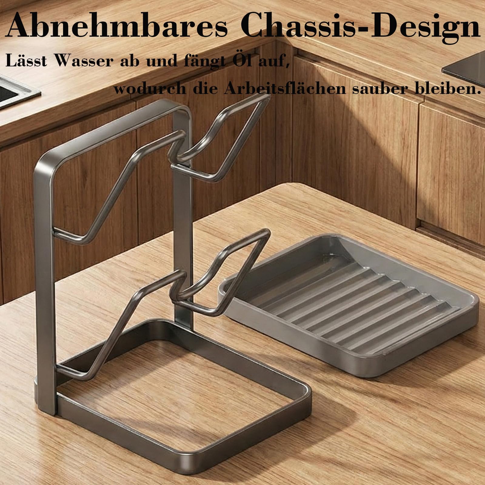 Topfdeckel-Organizer 2-in-1 – Platzsparend & Rutschfest Für 2 Deckel & Utensilien – Für Schrank & Arbeitsplatte (2er Set, Schwarz) Topfdeckel Organizer