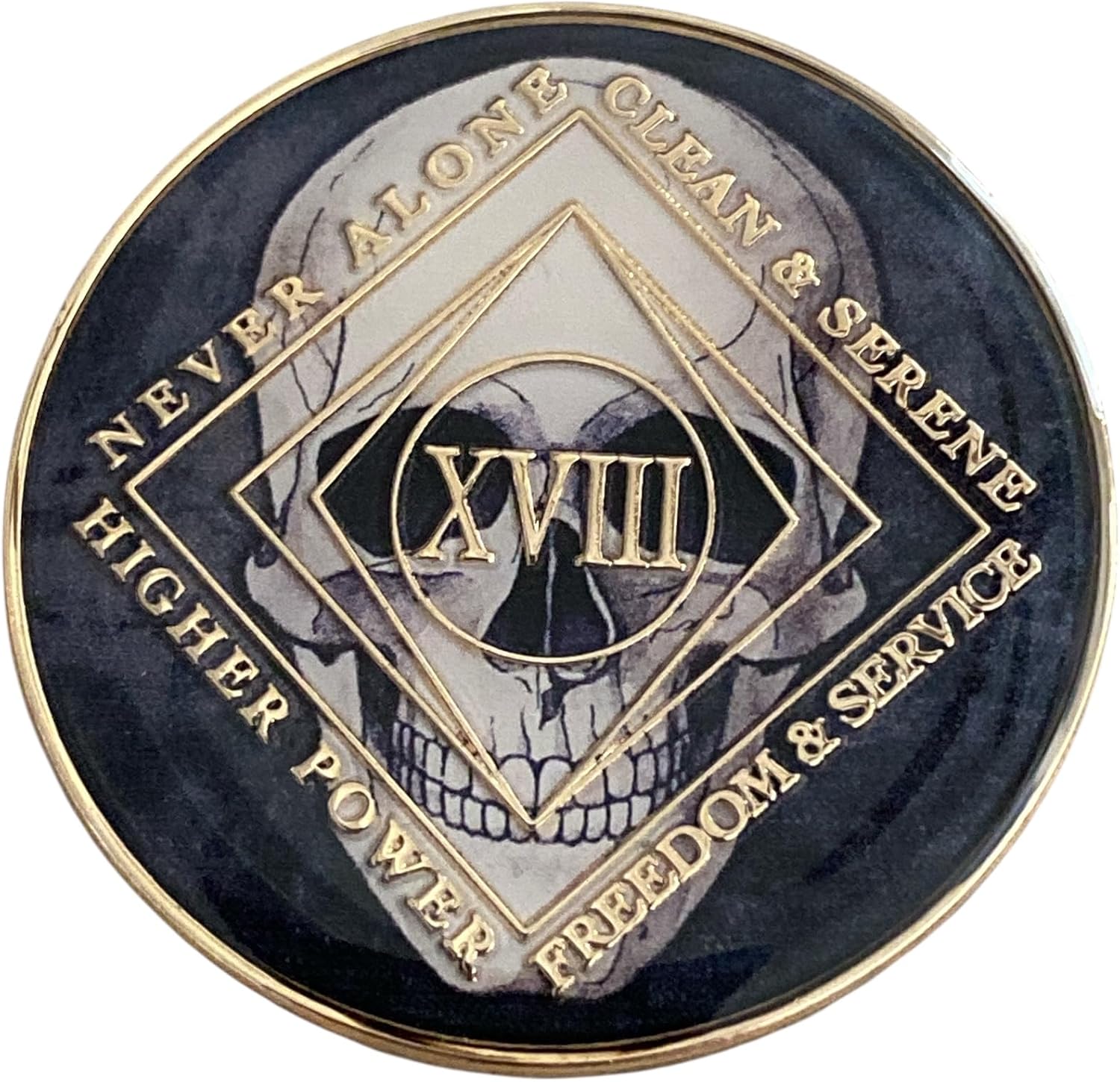 18 Year Skull Design NA Style Clean Time Chip Black Just for Today Medallion