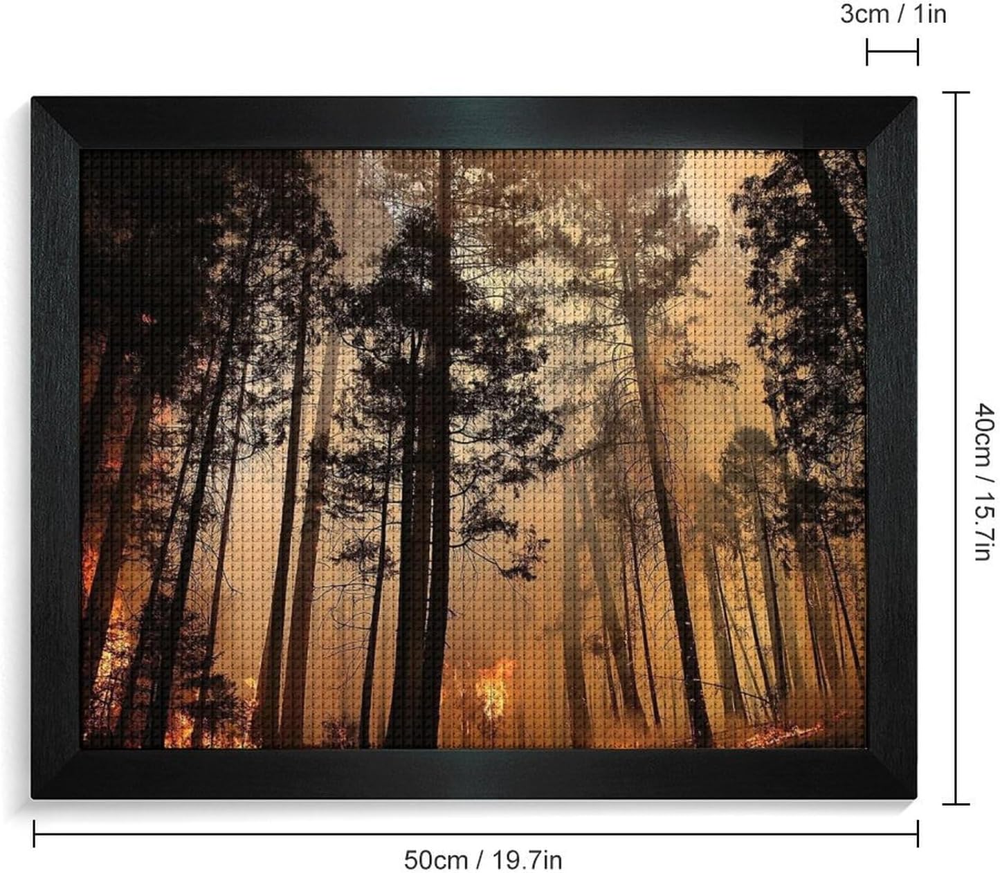 Forest Fire Pattern Printed Diamond 5D Painting Kits DIY Full Drill Crafts for Home Wall Decor 16x20 Inch Blackwood 50 * 40cm