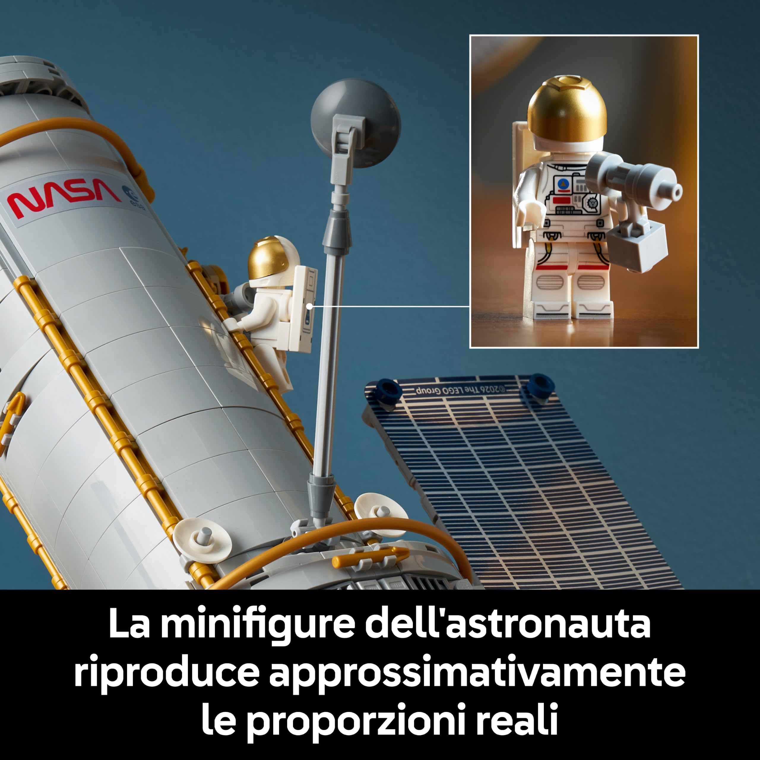 LEGO Icons Telescopio Spaziale Hubble - Kit di Modellismo 3D per Adulti - Set STEM con Pannelli Solari, Quadro Comandi e Minifigure di Astronauta - Regalo Fai da Te per i Fan dell'Astronomia - 11382