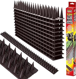 Bird Spikes 10 Pack – 5M Highly Durable Plastic Pigeon Deterrent – Protects Against Birds & Animals – Wall Spikes Security Fence Barrier (Brown)