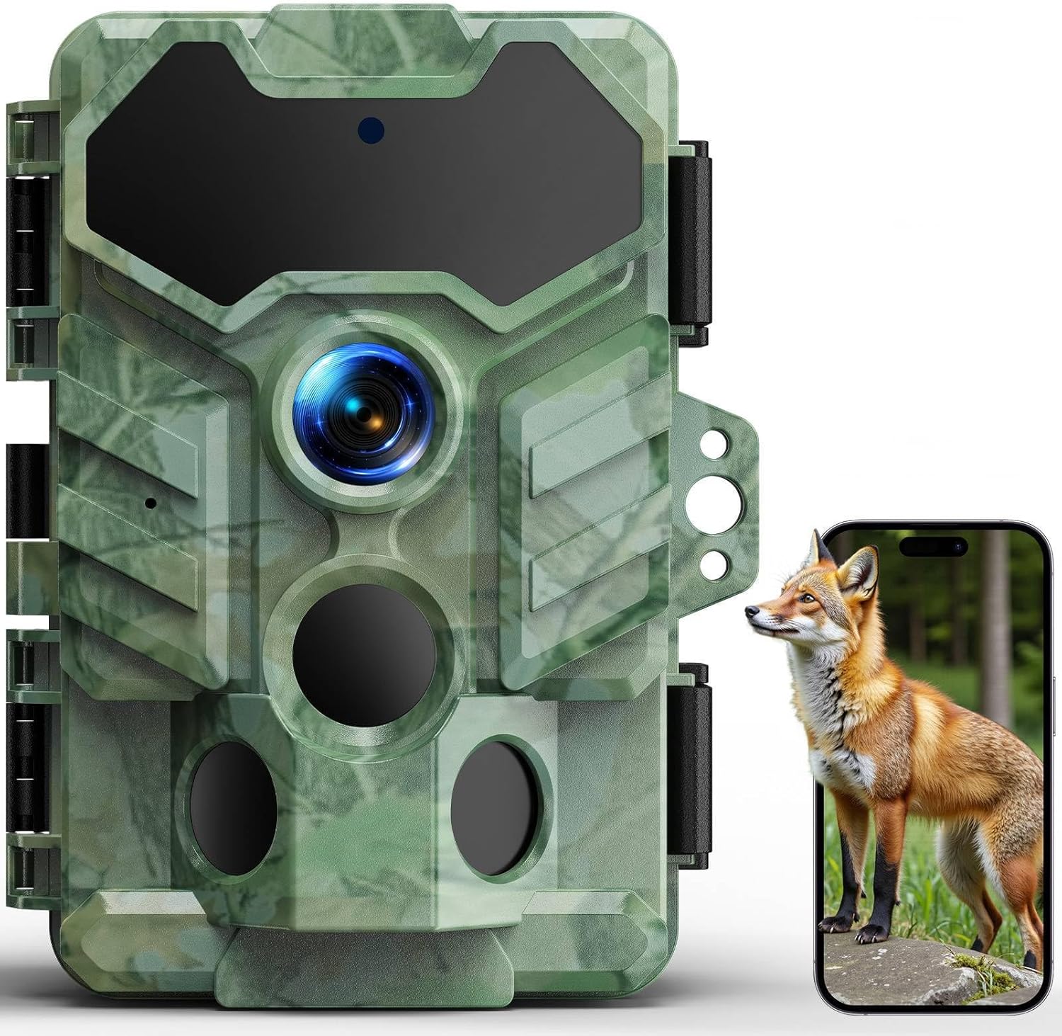 VOOPEAK Cellular Trail Camera, 32MP 1080P Trail Camera with WiFi and Bluetooth, 32GB SD Card 130° Wide-Angle Night Vision 0.1s Trigger Speed IP66 Waterproof Deer Camera for Wildlife & Security
