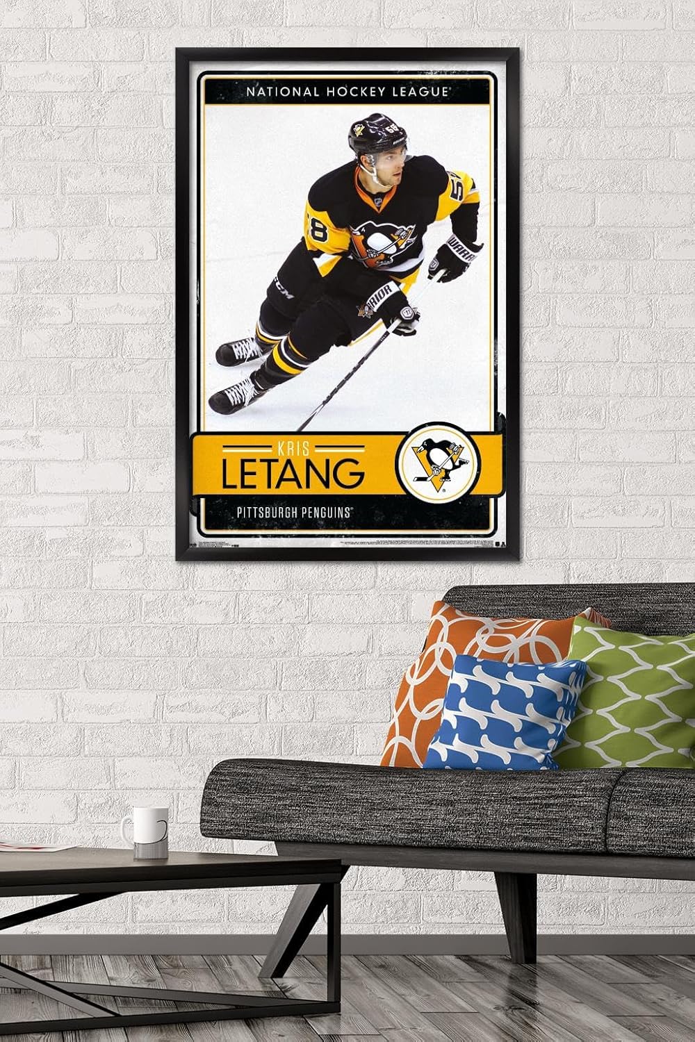 Trends International NHL Pittsburgh Penguins - Kris Letang 16 Wall Poster, 22.375" x 34", Black Framed Version