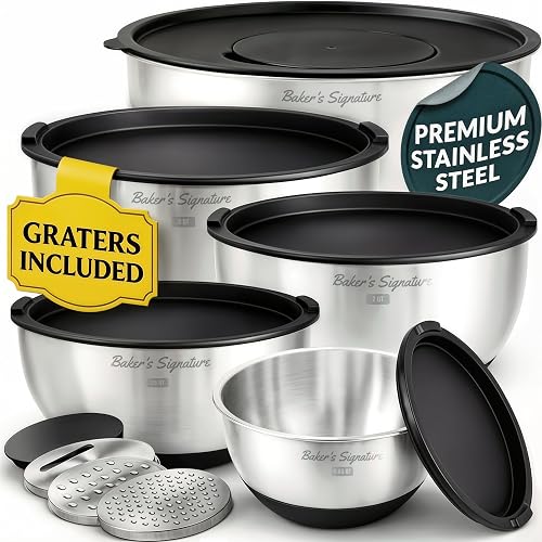 Stainless Steel Mixing Bowls with Lids Set of 5, 3