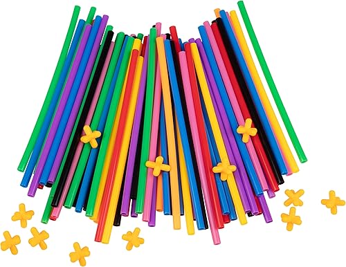 Miniatura 8 de SCS DIRECT Juego de 1000 popotes y conectores de construcción para niños, juguete educativo STEM de construcción que incluye varios colores y