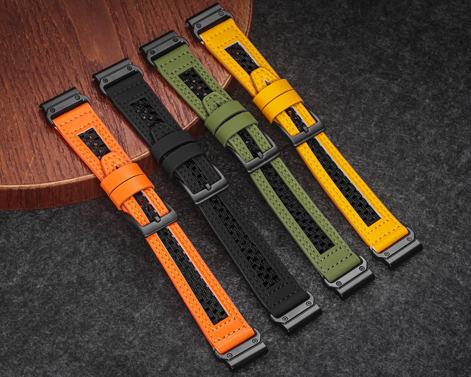 Correa de nylon de cuero de 22mm compatible con Garmin Fenix 8 AMOLED 47mm/Fenix 7/7 Pro/ 6/6 Pro/5/5 Plus/Instinct 3 Transpirable | Deportiva para exteriores y de uso diario Muñequera para hombre