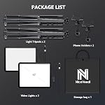 Kit de lumière vidéo LED 2 paquets, NiceVeedi lumière de studio, éclairage photographique dimmable 2800-6500K avec trépied et support de téléphone, lumière de streaming de 73" pour enregistrement vidéo, streaming de jeux, YouTube
