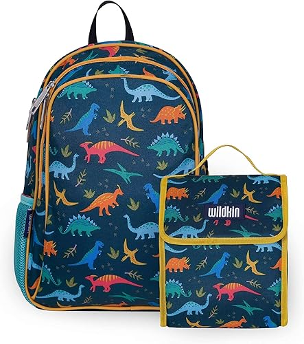 Wildkin Paquete de mochila para niños de 15 pulgadas con bolsa de almuerzo (Jurassic Dinosaurs)