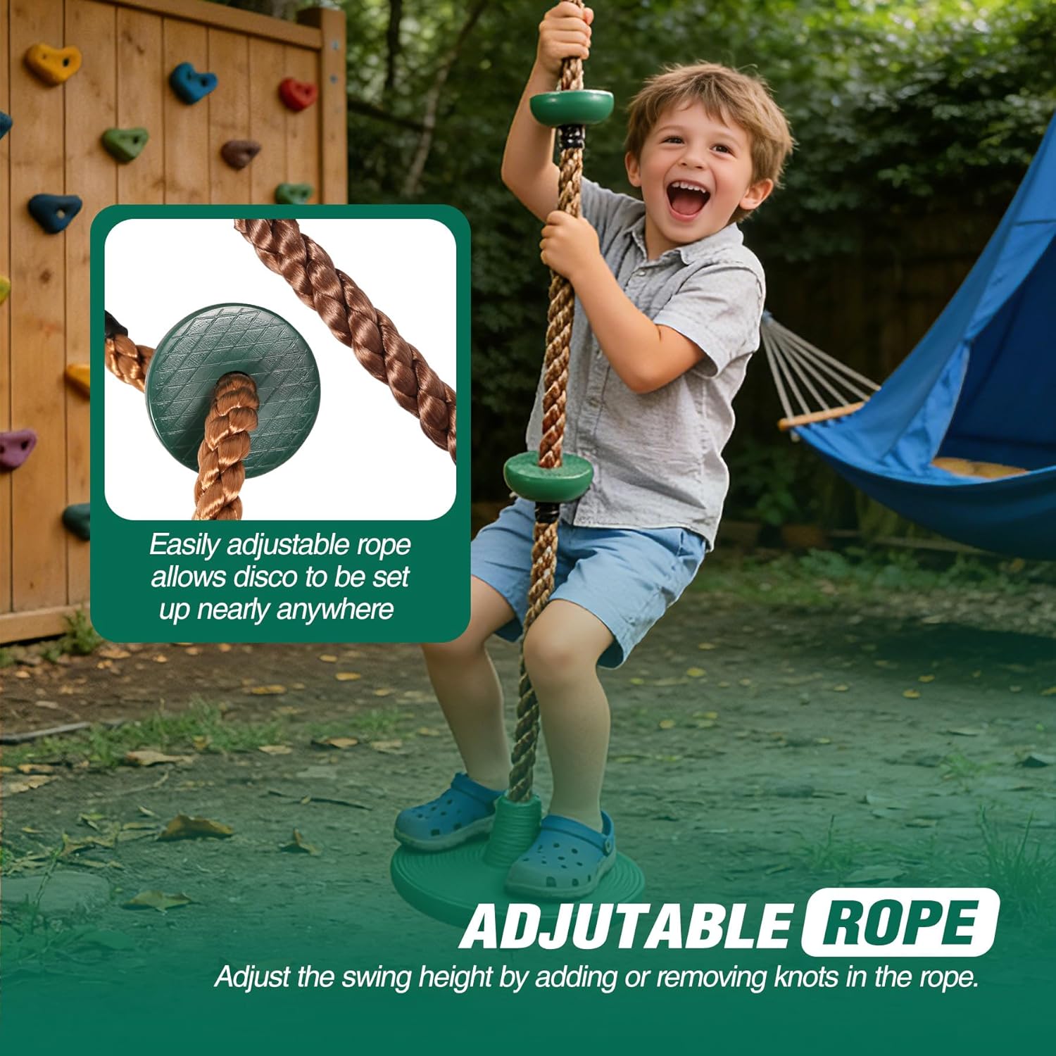 REDCAMP Climbing Rope Swings for Trees, Heavy Duty Plastic Disc Swing Seat for Kids and Adults with Hanging Strap and Snap Hooks