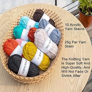SDJNLXS 78Piece Crochet Kit for Beginners Crochet Kit with Yarn Set,10 Colors Crochet Yarn,Crochet Hooks,Stitch Markers,Crochet Bag etc,Used to Relieve Stres Crochet Starter Kit