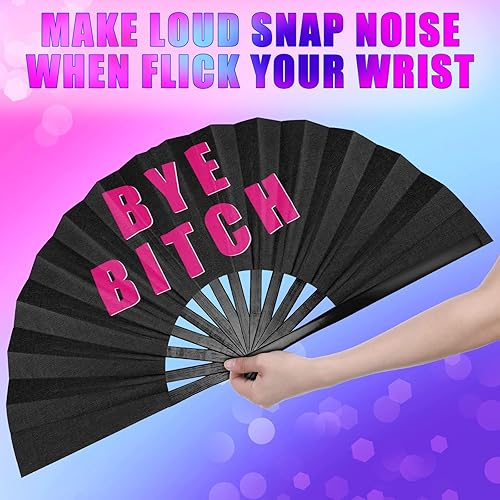 Miniatura 4 de Amyhill 3 ventiladores de mano grandes de bambú, ventilador plegable icónico de mano, ventilador chino de mano, para mujeres y hombres, festivales,