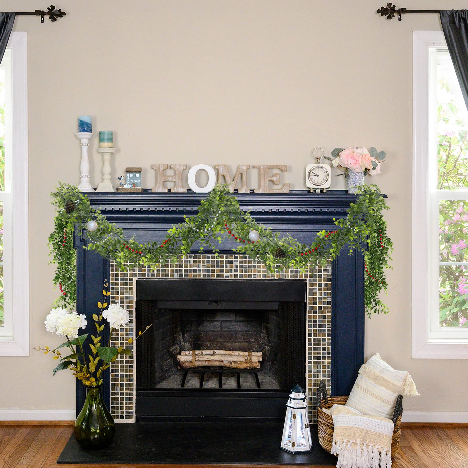 Hatoku 3 Pack Artificial Eucalyptus Garland Bulk Greenery Garland Decor