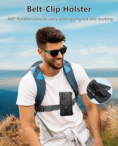 Miniatura 4 de FNTCASE Funda para Samsung Galaxy A54 5G Cubierta de protección a prueba de caídas de grado militar con soporte y clip para cinturón, textura mate,