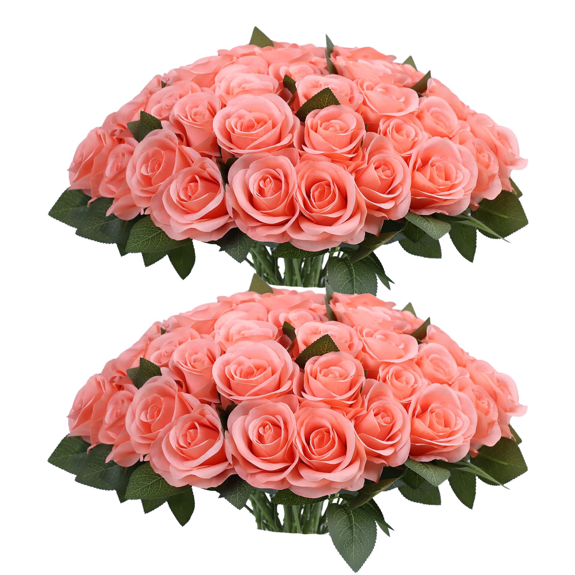 DELOVO 52pk Coral Peach Artificial Roses