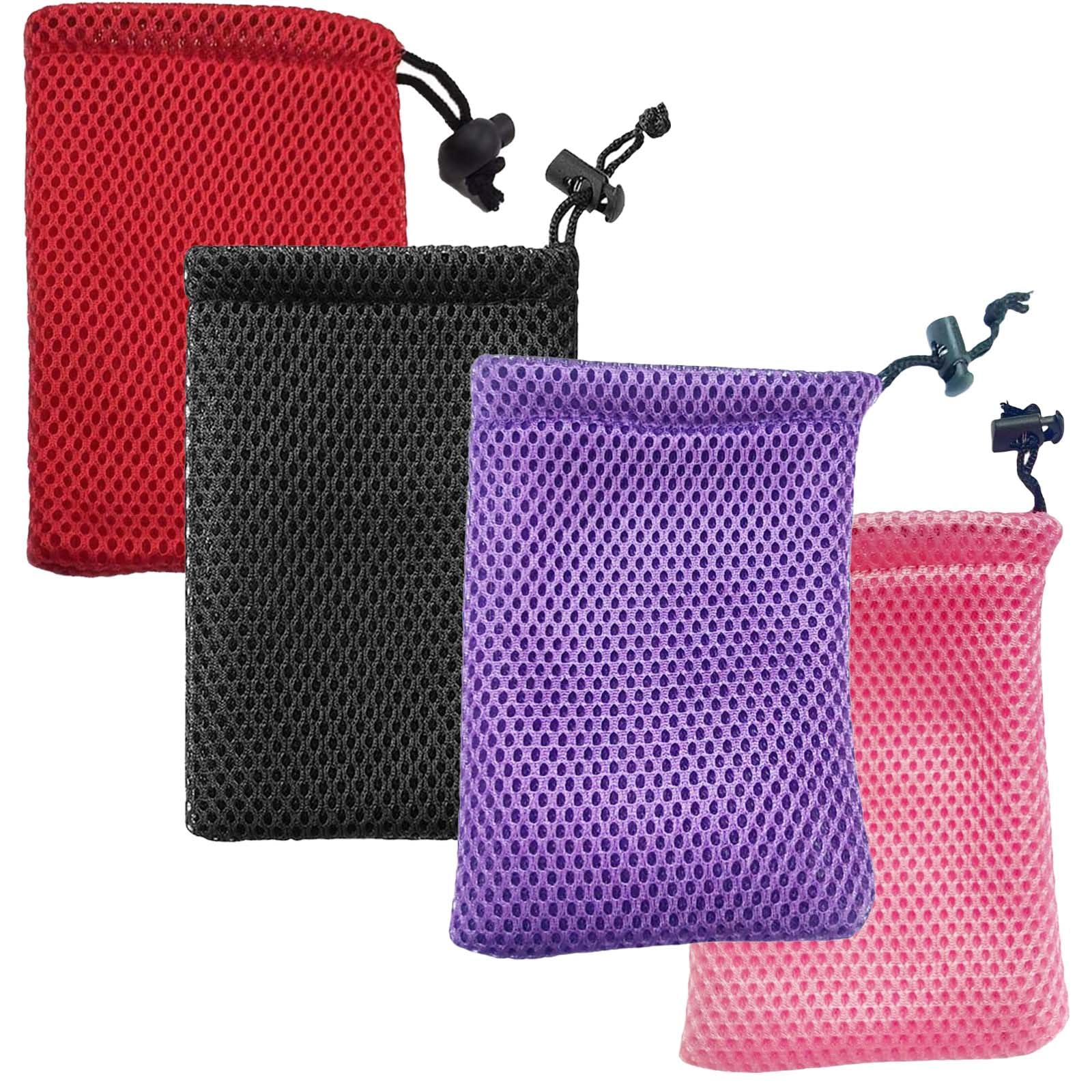 4 Stück Beutel Klein Kordelzug Netzbeutel 10x15cm Dicke Nylon Mesh Tasche