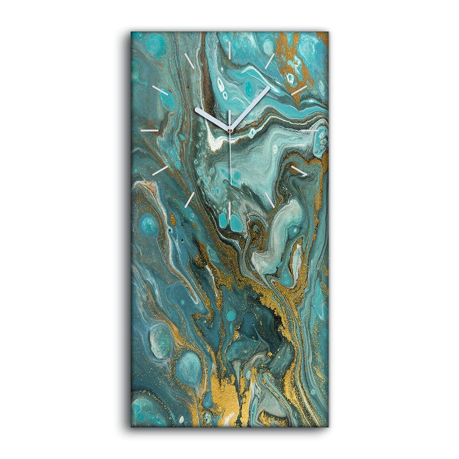 Horloge sur Toile Liquide Abstrait 30x60cm pour Salon et Chambre avec Mains Blanches