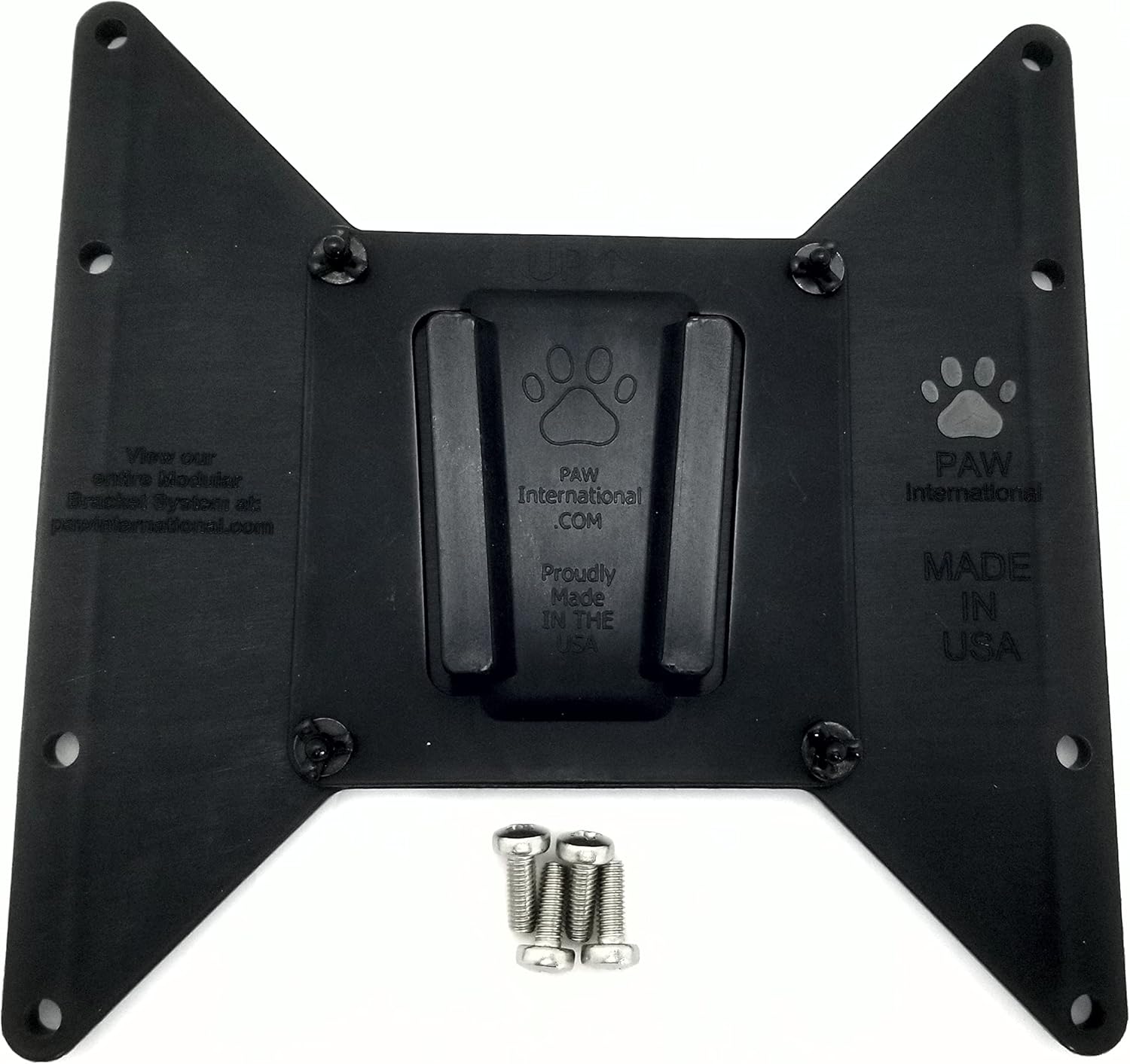 PAW International 200x200mm & 200x100mm VESA Polymer Adapter Plate with PAW Polymer RV TV Bracket Attached | use with Polymer Wall Mount, Sold Separately | Includes M6 Screws