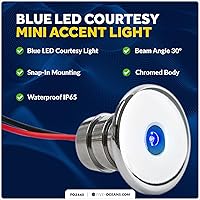 Vista 2 de Five Oceans Luces LED marinas de cortesía, mini luz de acento, interior redondo de lujo para barco, cubierta, cabina, LED azul, para pontón, velero