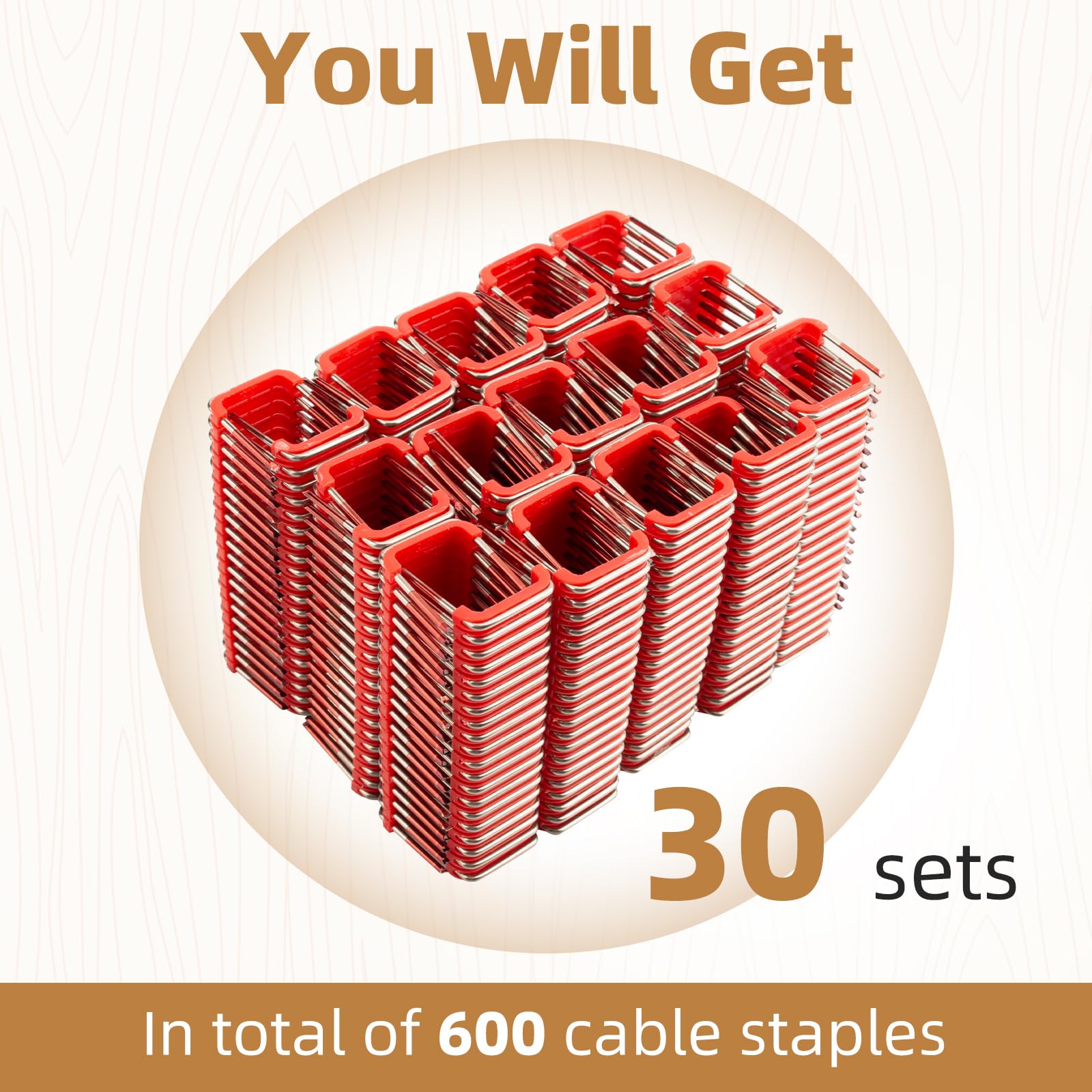 Grapas de cable aisladas de 1 pulgada MNM1-600 para grapadora de cables Milwaukee M12, ajuste de fijación de cables eléctricos a superficies de madera