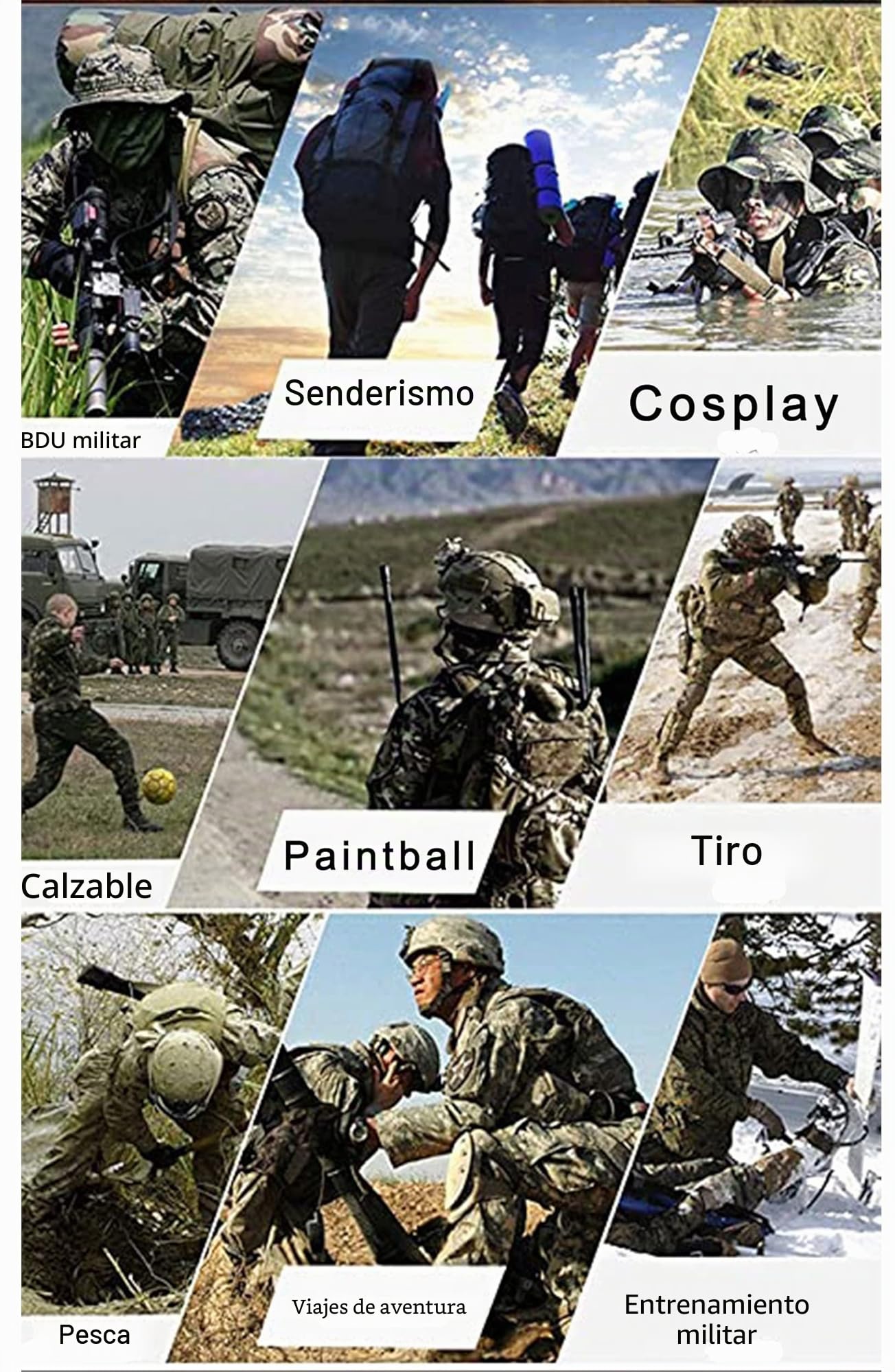 YUSHOW Traje Airsoft Camisa de Paintball Pantalones Militares de manga larga 1/4 Zip camuflaje Uniform Caza Escalada BDU