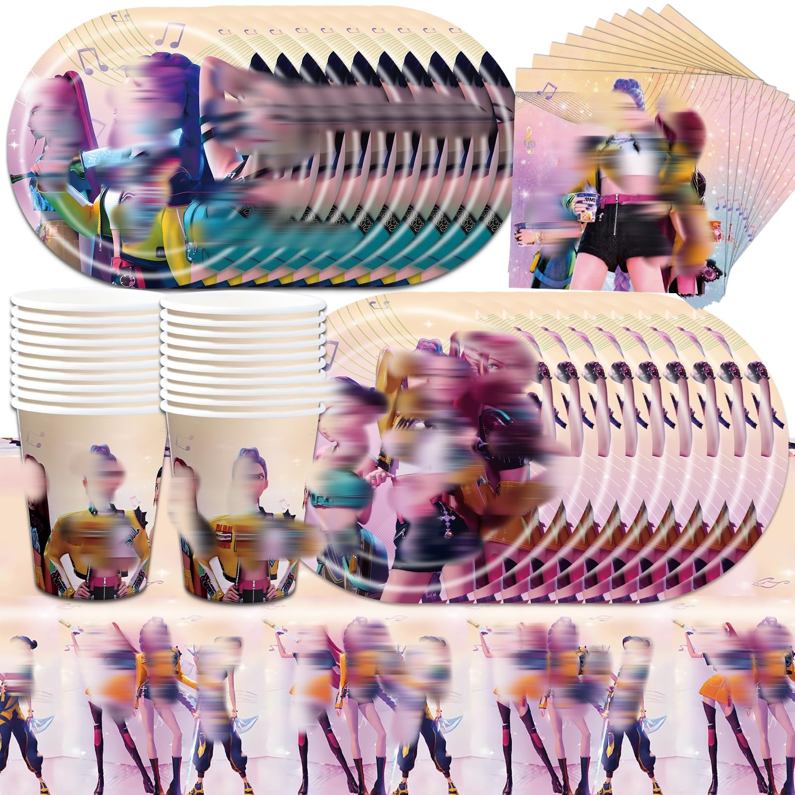 K Pop Birthday Decoration,81 Pcs Party Tableware Set for Fans Girls