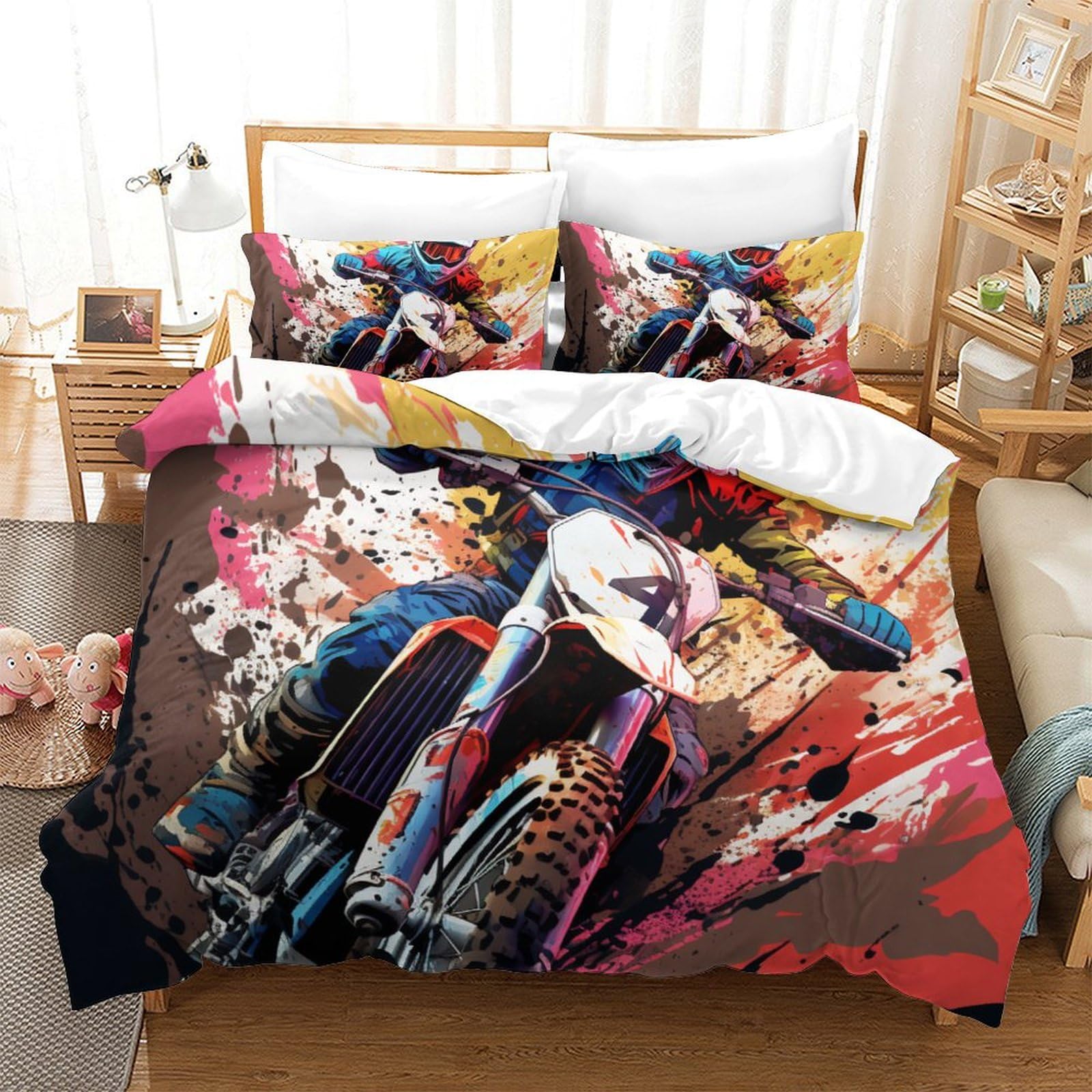 Housse de couette vélo hors route 3pcs microfibre 260x220 cm fermeture éclair