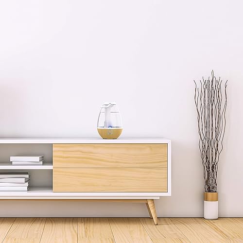 Miniatura 2 de Sharper Image UHT1-SI Humidificador ultrasónico de niebla fría, tanque de agua de 0.4 galones (1.5 litros), 2 ajustes, apagado automático, boquilla