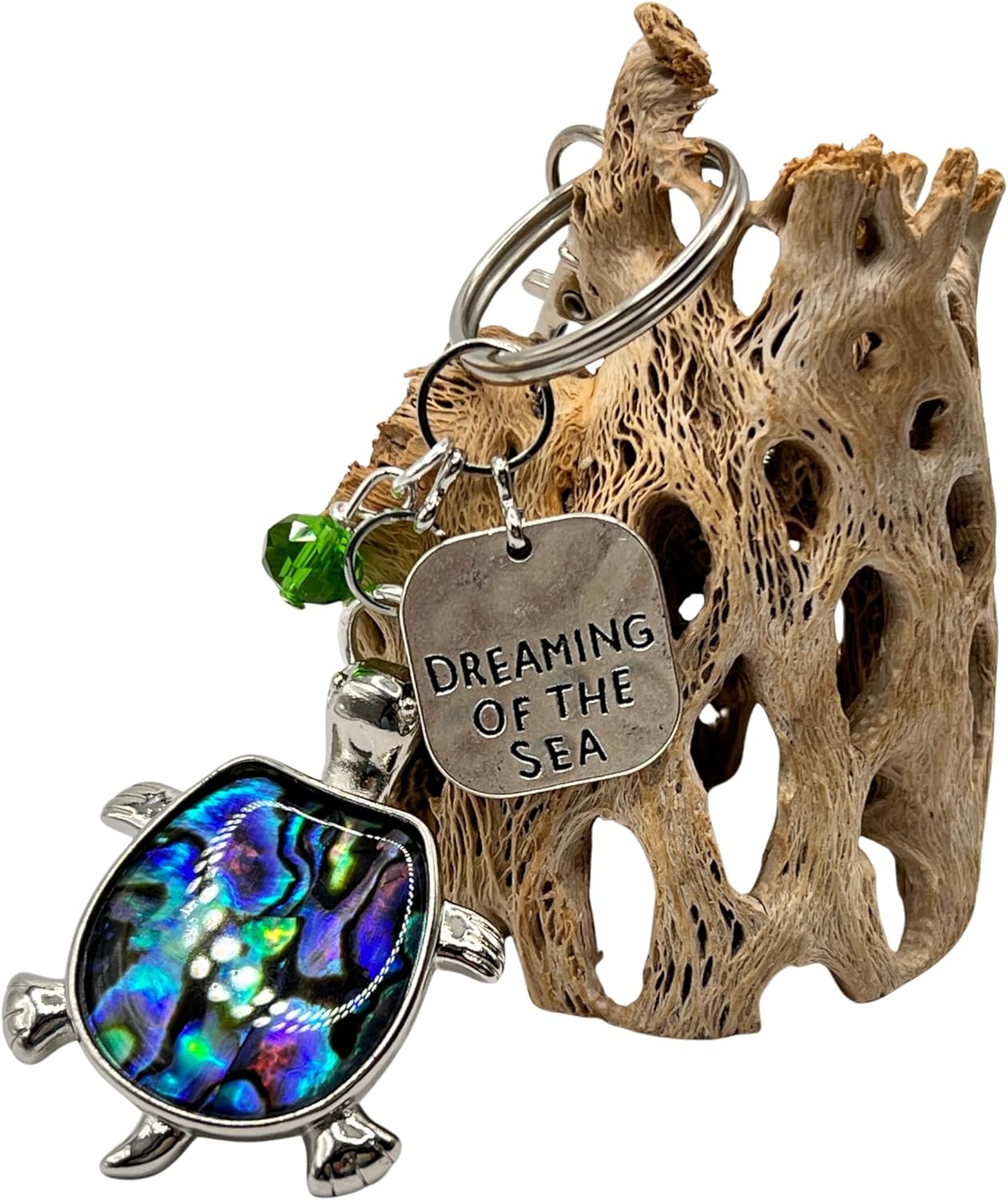 Sea Turtle Keychain, Abalone Shell Keyring, Dreaming of the Sea Quote, Stocking Stuffer Gifts for Women - Image 5