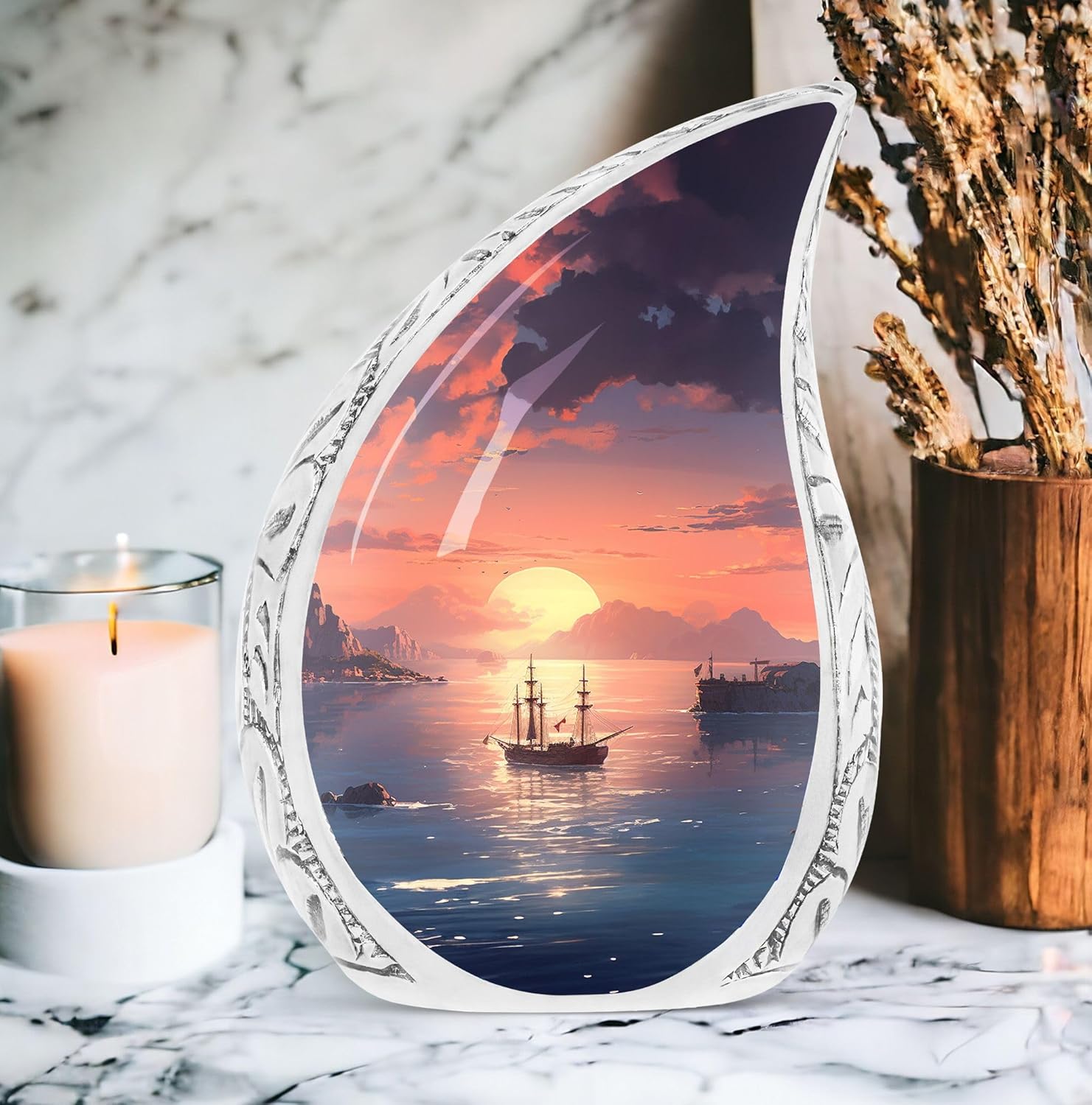 Sunset Beauty Cremation Urn for Human Ashes - Large Companion Urn - 10 Inch