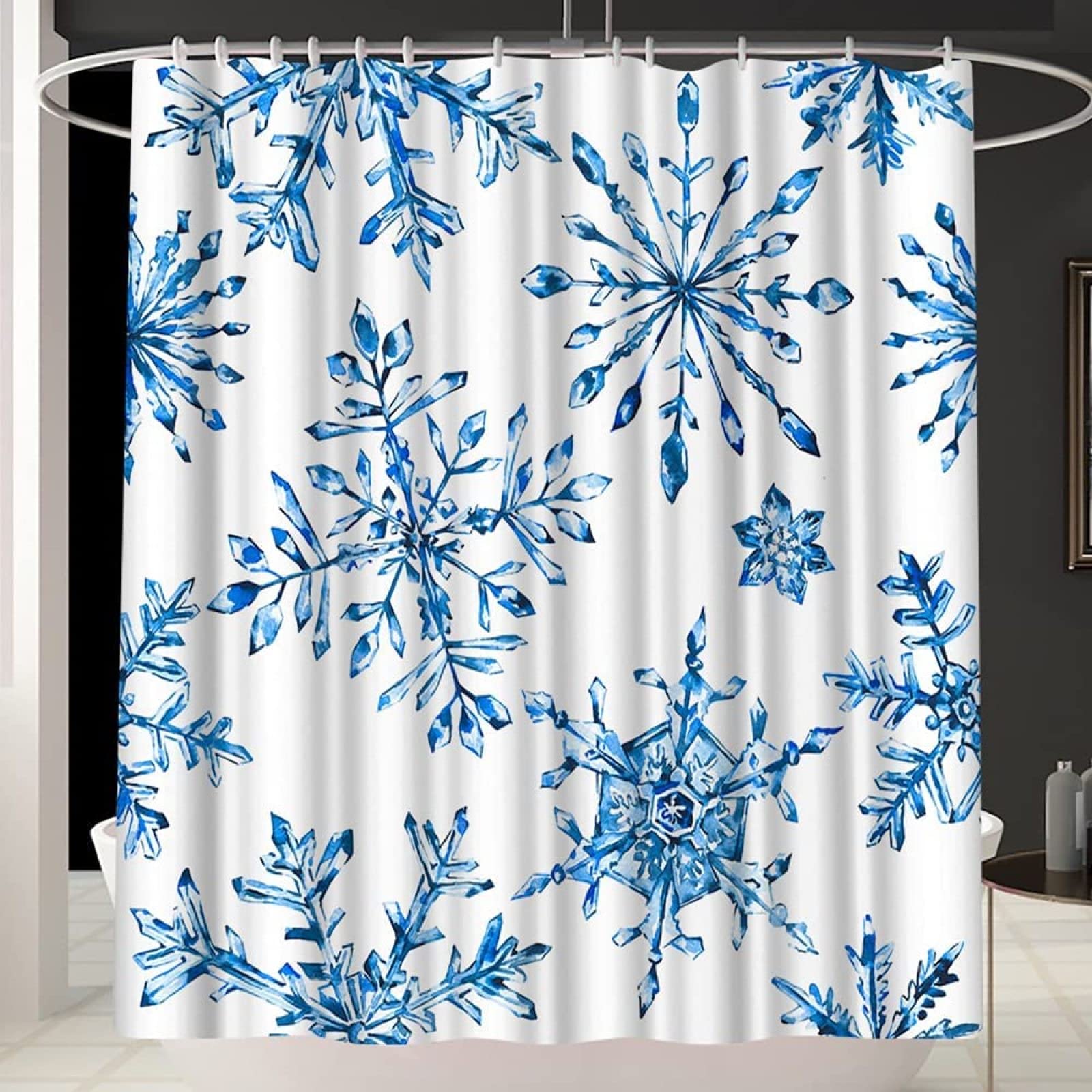 Tenda Doccia 200x200cm Antimuffa Impermeabile EVA Con Pietre E 12 Ganci - Blu Scuro - Foto 2