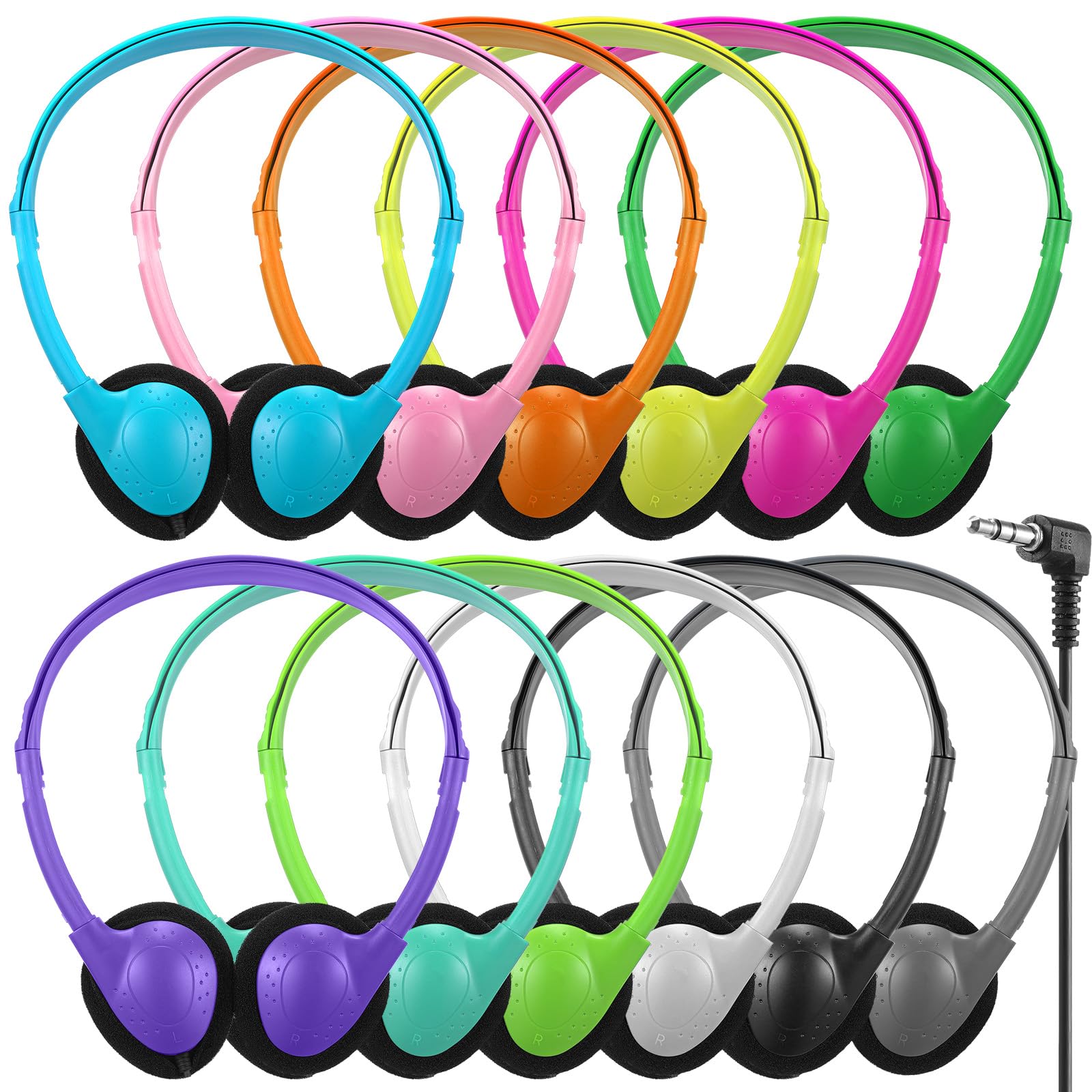 Konohan 12 Pack Headphones Bulk for Classroom Student, Vivid Color