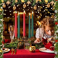 Vista 2 de Retisee 60 velas cónicas sin llama rojas y verdes a granel LED a granel a pilas de 11 pulgadas, velas cónicas falsas parpadeantes para bodas