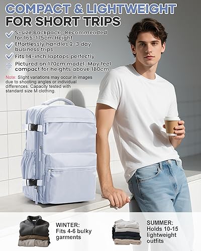 Vista 114 de VECAVE Mochila de viaje para laptop, mochila aprobada para vuelos,Mochila deportiva para universidad casual, E-peacockblue, Mochila para laptop