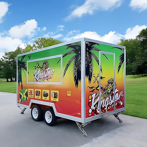 Expandable 14ft Restaurant Trailer Mobile Food Trailer - Industrial Concession Trailers with Commercial Kitchen for Catering and Food Trucks Business