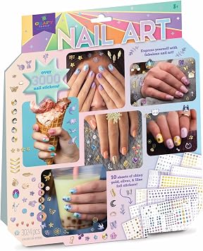 Craft-tastic Nail Art Over 3,000 Nail Stickers Dinosaurs, Flowers, Butterflies, Geometric, Moon, Stars for Ages 8+