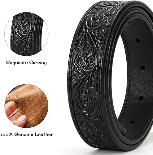 Miniatura 4 de XZQTIVE Cinturones de cuero genuino para niños y niñas, cinturones de vaquero occidental, cinturones de cuero con grabado