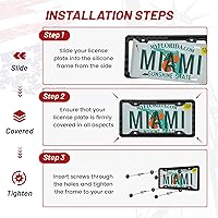 Vista 5 de RED WOLF Marco de silicona para placa de matrícula con bandera estadounidense, con estrellas y rayas 3D tenues, soporte para placa de matrícula