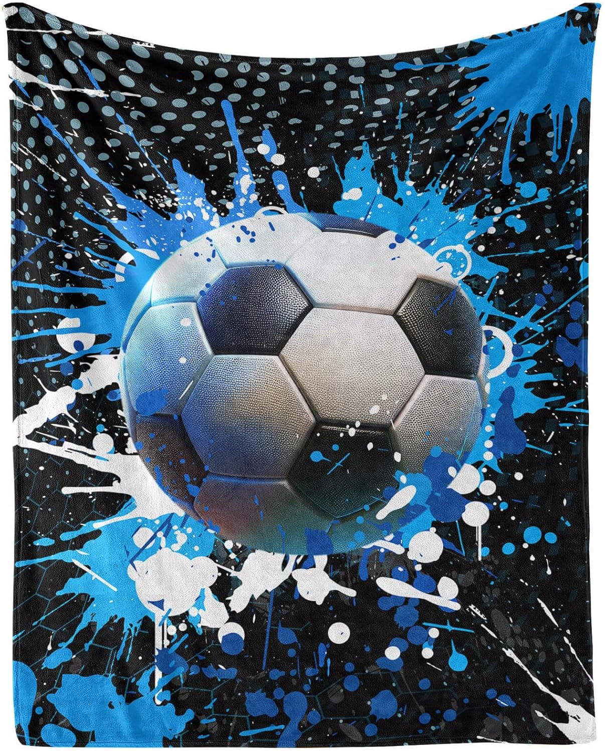 Soccer Throw Blanket - Soft Flannel Sports Blankets for Teens Adults Women Men Soccer Lovers - Warm Sportball Throw Blankets for All Season Lap, Chair, Sofa - 60"x50"