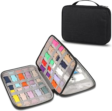 Watch Band Case, Watch Band Storage Organizer Compatible with 35 Watch Bands and Accessories, Watch Straps Carrying Case, Watch Band Holder Fit for Most Sizes of Watch Straps, Black