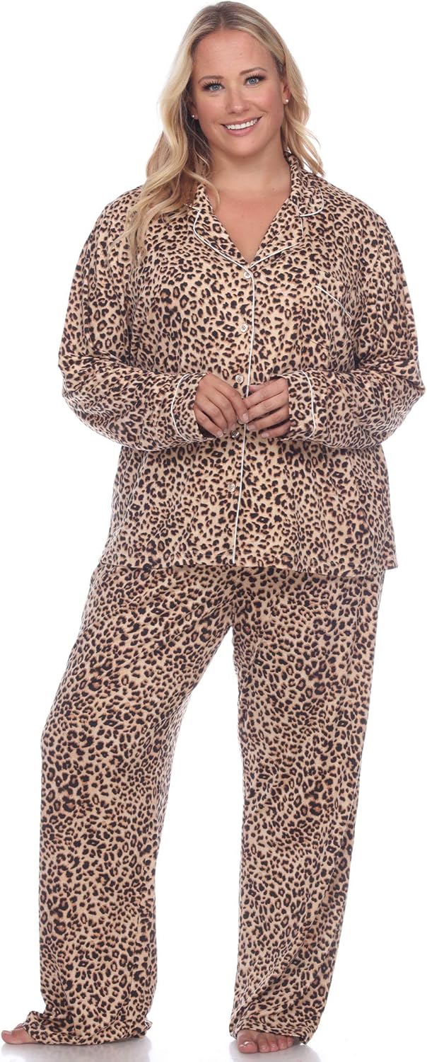 white mark Plus Size Long Sleeve Pajama Set