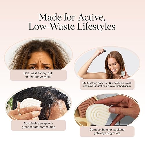 Miniatura 6 de Kitsch Set de champú y acondicionador de agua de arroz + suero para el cuero cabelludo prelavado con romero y biotina, barra de champú y