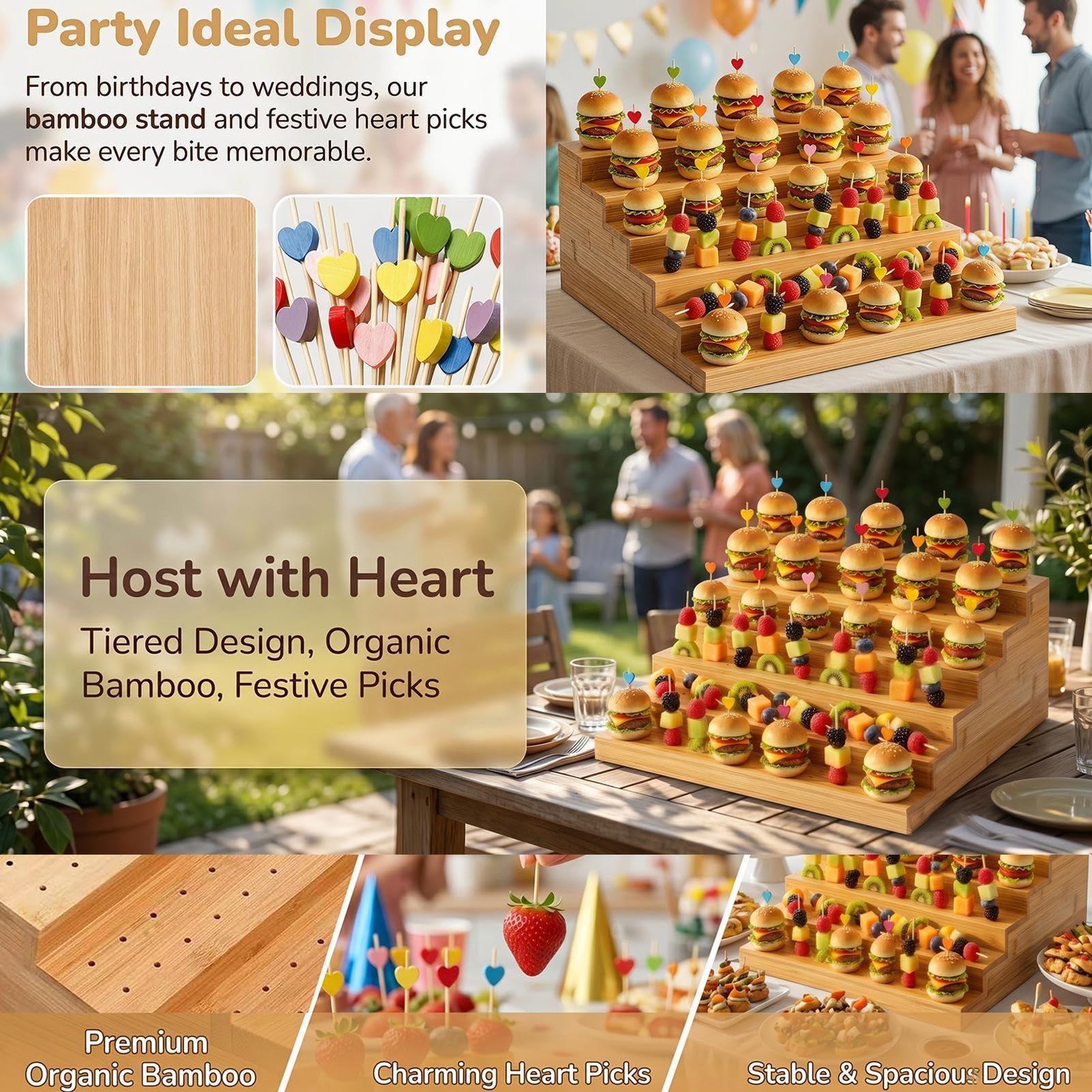 Tabla Brochetas Cocina Estante Servicio 6 Niveles | Soporte para pinchos Para Frutas, Aperitivos, Verduras, Cóctel, y , Catering, Barbacoa, Buffet, y Bodas